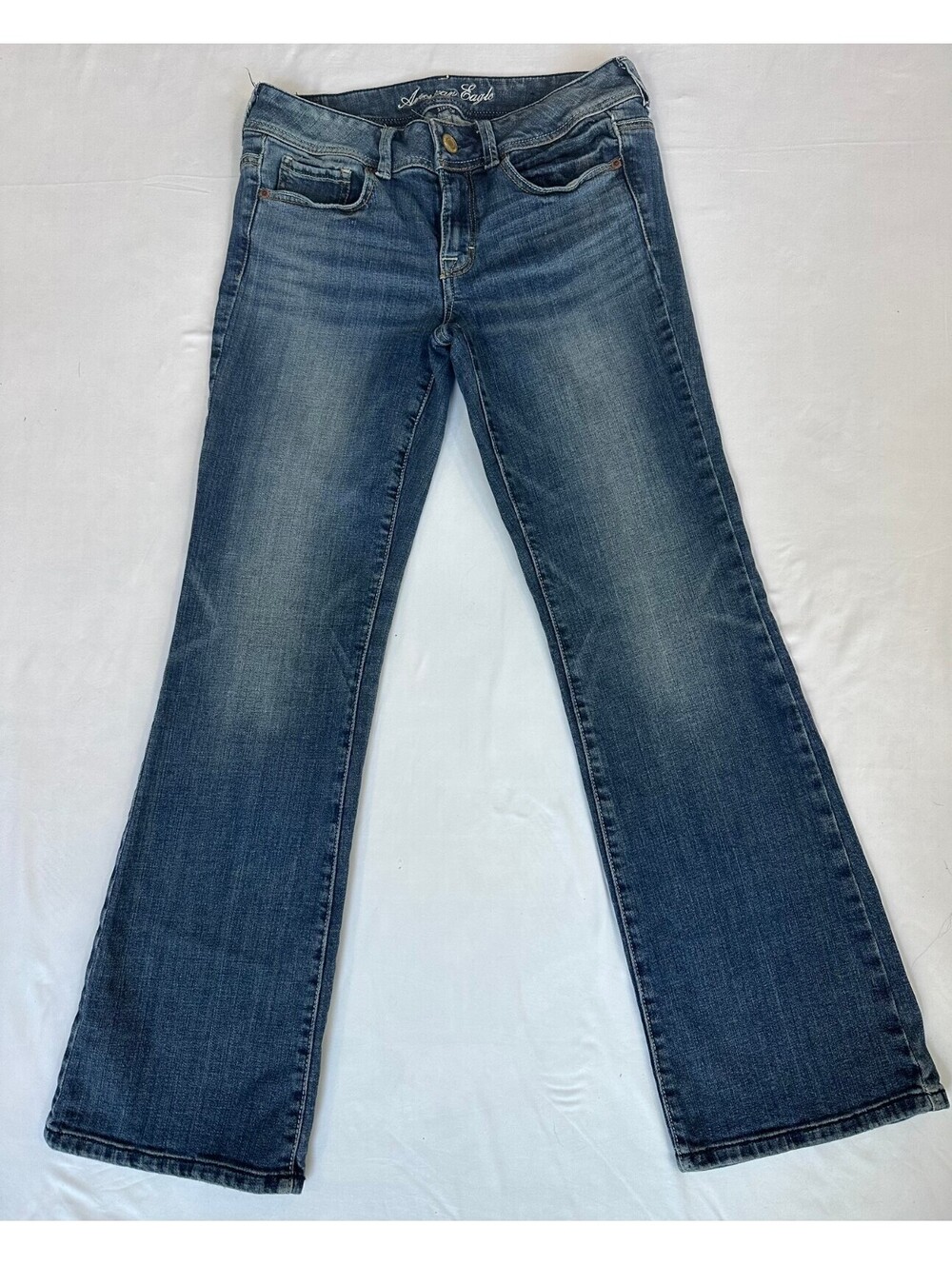 American Eagle Original Boot Jeans Short Medium Wash Bootcut Denim